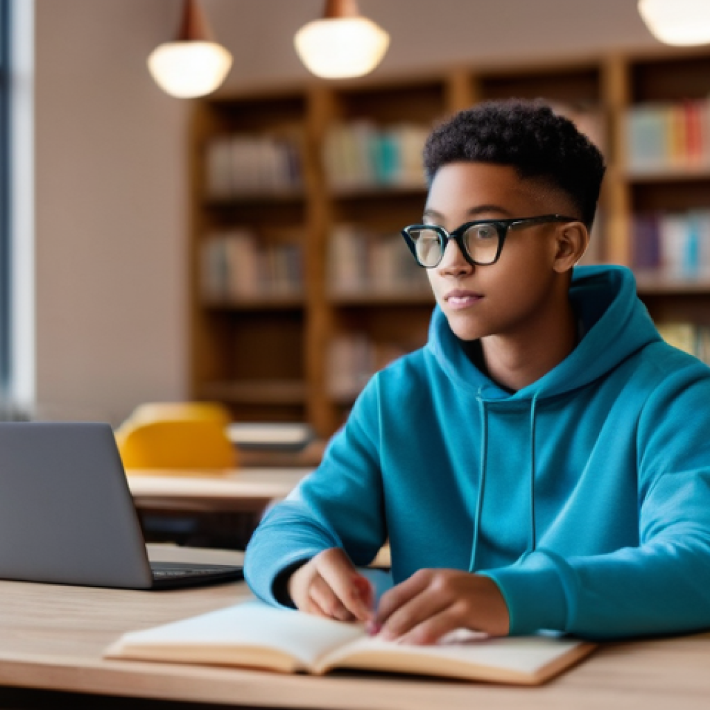 AI 기술의 혁신이 학습에 미치는 영향 - **Personalized AI Study Companion:**
"A vibrant, medium shot of a diverse teenage student, appro...