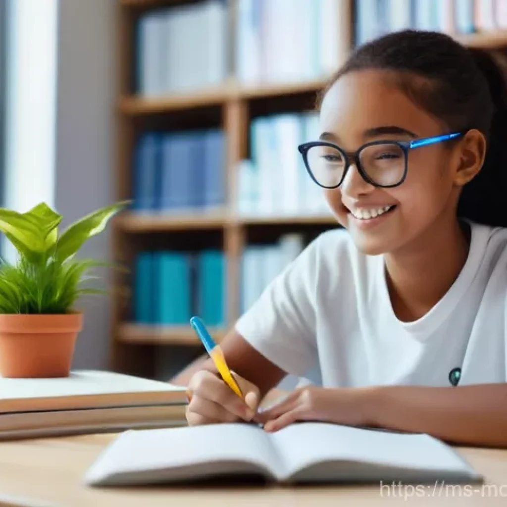 AI와 협력하여 학습의 질 향상하기 - **Prompt 1: The Personalized AI Tutor**
A vibrant, medium shot of a cheerful teenage student, ar...
