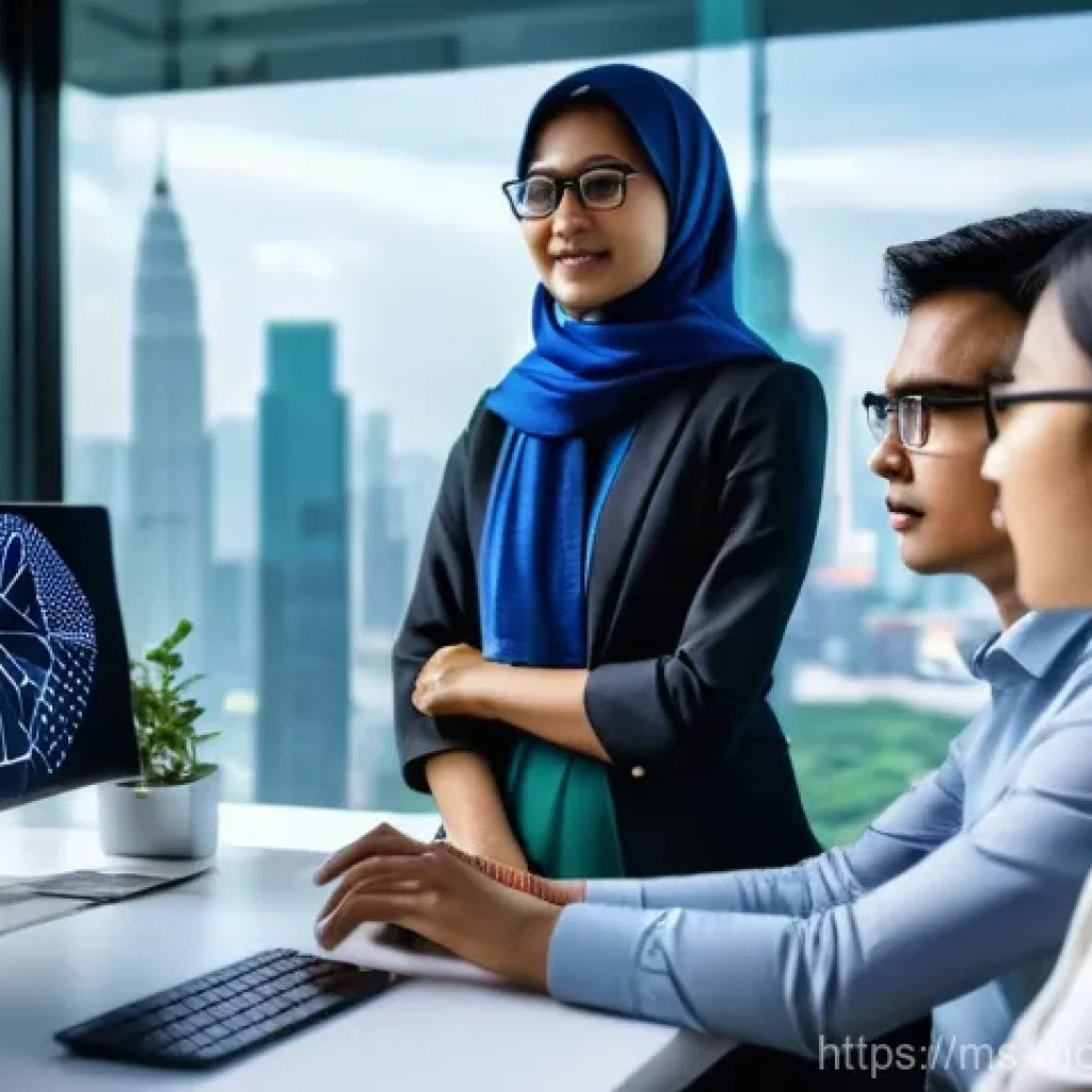 AI와 인간의 협력적 의사결정 과정 - **Prompt:** A diverse group of Malaysian professionals, including a Malay female data analyst in a m...