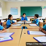 Home 19 AI 기반 학습 환경의 최적화 - A detailed classroom scene set in a modern Malaysian school where students of diverse ethnic backgro...