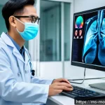 Home 16 AI와 인간의 상호 보완적 역할 이해 - A healthcare setting in Malaysia where a Malay doctor wearing professional medical attire and a surg...